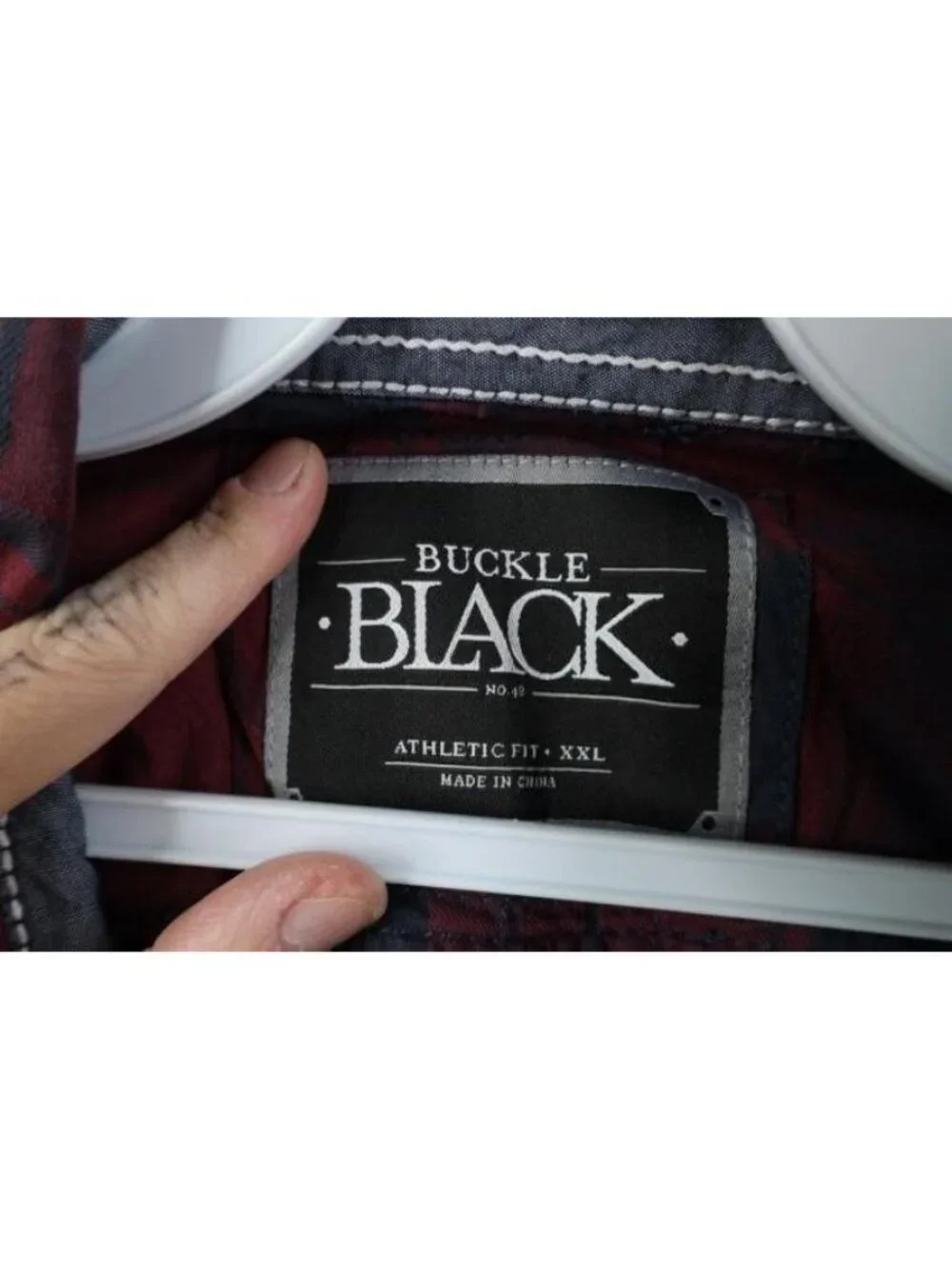 Buckle Black No 48 Mens 2XL Athletic Fit Thick Stitch UFC MMA Button Shirt Plaid